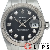 勞力士 Datejust 女士腕錶 10P 鑲鑽 Datejust 女士腕錶 79174G(F) K18WG/SS 女士腕錶 黑色拋光 2004 年 極佳成色 [二手]