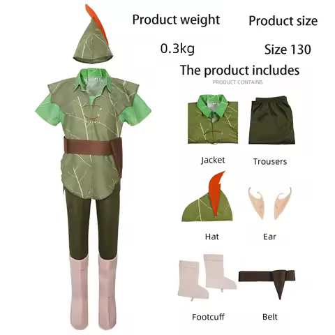 Costume de cosplay d'elfe vert pour la fête des enfants, cosplay de Peter saupoudrer, danse d'anime,