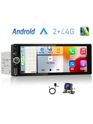 2g+64g Android單din 6.86吋ips觸控屏汽車音響,帶有有線android Auto Fm/rds Gps Wifi Usb+ahd攝像頭+麥克風