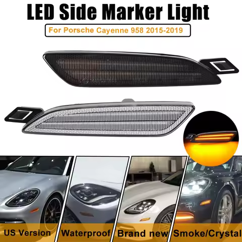 For Porsche Cayenne 958 2015-2019 US Version LED Front Side Marker Lights Auto Fender Lamps OEM#: 9A