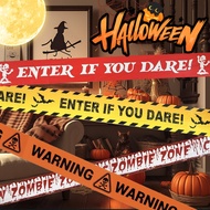 Halloween Warning Tape Signs Orange Yellow Red Danger Warning Line Isolation Belt Home Yard Hallowee