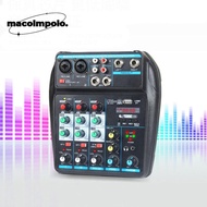 DJ Console Mixer, Bluetooth Monitor Karaoke System Audio Mixer,  4-Channel Portable with 48V Phantom