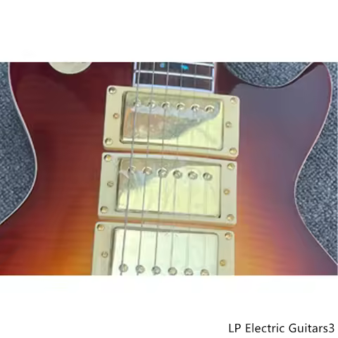 Dark Cherry Burst Electric Guitar Flower Abalone Inlay HHH Pickups Gold Cover Cream Rings Floyd Rose