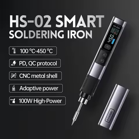 FNIRSI HS-02A HS-02B Portable Soldering Iron HS02A HS-02B PD 100W Adjustable Constant Temperature We