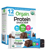 Organic Vegan Protein Bars, Chocolate Brownie - 10g Plant Based Protein, Low Calorie Healthy Snacks,