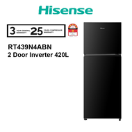 Hisense 420L RT439N4ABN Top Mount Freezer 2 Door Inverter Fridge Refrigerator Peti Sejuk (Black)