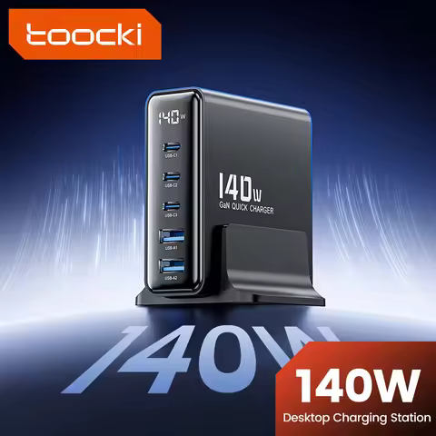 Toocki 140W GaN Charger Fast Charging Station Desktop Display PD 100W PPS SFC 22.5W USB Type C Charg