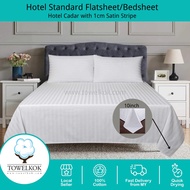 Hotel Standard 250TC Flatsheet / Bedsheet / Hotel Cadar with 1cm Satin Stripe (Hotel / Airbnb)