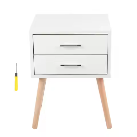 Modern Simple Home Bedside Storage Cabinet With 2 Drawers For Bedroom Organization/Small Space Stora