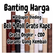 Wallpaper Dinding Motif POLOS EMBOS BATIK BUNGA GARIS SALUR BATU BATA MARMER KOTAK 3D KAYU PREMIUM