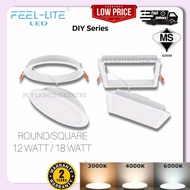 Feel Lite LED Downlight PR/PS DIY Nylon Series With SIRIM Approval 12W/18W 6400k/3000k/4000k/3 Colour