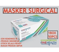masker surgical 3ply one health 1 box isi 50 pcs - masker medis 3ply - abu-abu
