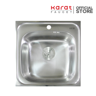 Karat Faucet ชุดอ่างซิงค์ล้างจาน แบบ 1 หลุมไม่มีที่พัก SUS304 หนา 0.6 พร้อมท่อน้ำทิ้ง+คลิปล๊อค 500x5