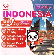 eSIM-Indonesia 3-15Days Daily 300MB-5GB Unlimited Data | Instant Email Delivery | High Speed 5G eSIM