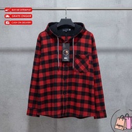 Kemeja Hoodie Flanel Pria Jumbo Oversize Big Size XXL–XXXXL | Flannel Kotak Tebal Premium Casual