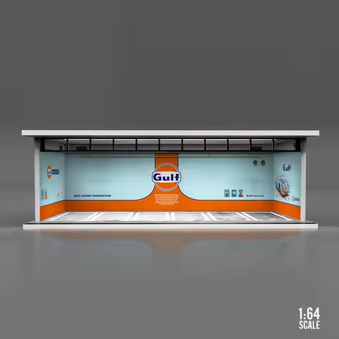 1:64 Gulf / HKS /Michelin /Advan Parking Garage Light Edition Assembled Scene Diorama Car Parking Lo