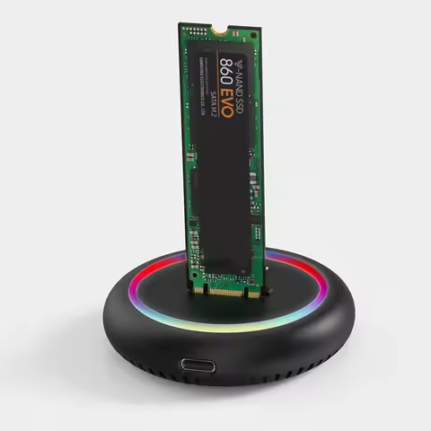 Blueendless Dual Protocol SSD M.2 Docking Station RGB LED Light M.2 SATA USB C SSD Case NVME+NGFF HD