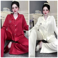 Sleepwear, Lady's Home Wear Bag with stone-pressed bow and stone buttons, soft and cool Latin silk F