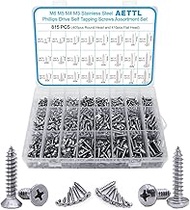 M6 M5 M4 M3 Wood Screws Assortment Kit,815pcs Metric Stainless Steel Assorted Self Tapping Screws Se