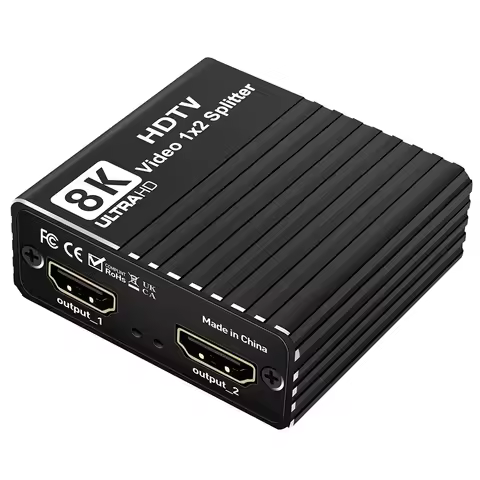 8K HDTV 1X2 Splitter with EDID HDMI-Compatible 1 To 2 Splitter 8K60hz/4K120hz/1080P240hz for Set-Top