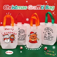 Children's Christmas Gifts DIY Graffiti Bag Kindergarten Handmade Painting Activities for Kids Art Coloring Cartoon Non Woven Canvas Gift Bag