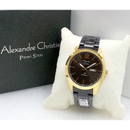 alexandre christie ac1012 jam tangan pria original tali rantai - black gold