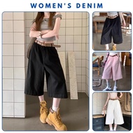 Korean style women's wide-leg mid-length jeans. Stylized wide-leg jeans suitable for going out QD21