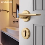 Shining Shield Modern Door Lock Indoor Bedroom Door Lock Wooden Door Mute Magnetic Split Golden Brus