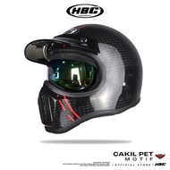 HBC Cakil Pet Inner Visor Helmet CARBON MOTIF Retro Full Face Helmet SNI Import Premium