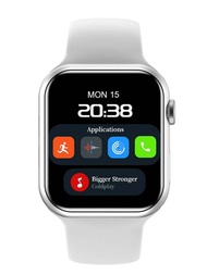 1入組白色TPR聚氨酯帶運動日期日曆計時碼表心率監測睡眠跟蹤多功能方形錶盤智能手錶,適用於AndroidsiPhone