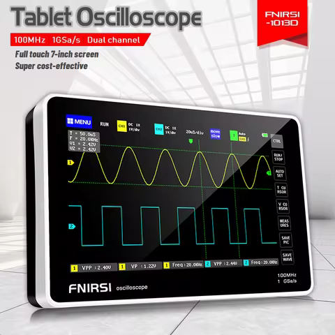 FNIRSI-1013D Digital Tablet Oscilloscope Dual Channel 100M Bandwidth 1GS Sampling Rate 7 Inches Mini