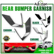 Perodua Axia SE 2020 - 2023 Car Rear Chrome Black Carbon Bumper Garnish Bumper