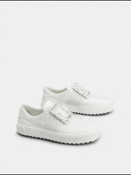 Roger Vivier Very Vivier鑽扣皮革運動鞋 (白色) Very Vivier Strass Buckle Sneakers in Leather (White)