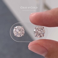 (พร้อมส่ง) ต่างหูเพชรสังเคราะห์ CZ ขนาด 8 มิล (2 กะรัต) ตัวเรือนอัลลอยด์ ชุบทองคำขาวโรเดียม Gray & G