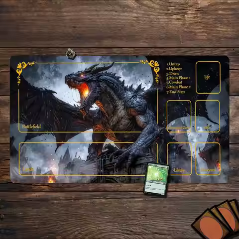 Playmat TCG Playmat Dragon Mouse Mat Anti-Slip Durable Stitched Edge 35X60CM Desk Mat Tapete Magic