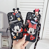 HX| For iPhone 6 6s 7 8 Plus X XR Xs Max 11 12 13 mini 14 15 Pro Max SE 2020 Minnie with strap and h