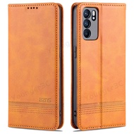 For Oppo Reno6 Pro Reno6 Protective Case Magnetic Leather Flip Cover Case With Buckle Slot