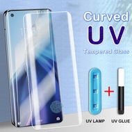 สนับสนุนลายนิ้วมือ UV สำหรับ Samsung Galaxy S24 S23 S22 S21 Ultra S20 S10 5G S8 S9 S20 Note 20 10 Plus 5G 9 8 UV Liquid โค้งเต็มรูปแบบกระจกนิรภัยป้องกันหน้าจอฟิล์ม