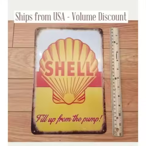 Retro Shell Sign Metal Shell Gas Station Sign Shell Sign Shell Garage Shop