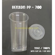 22oz PP Cup with "Flat Lid"&"Cup Only" [ 100sets± ] Benxon - PP700 - Disposable Plastic Cup - 22 oz
