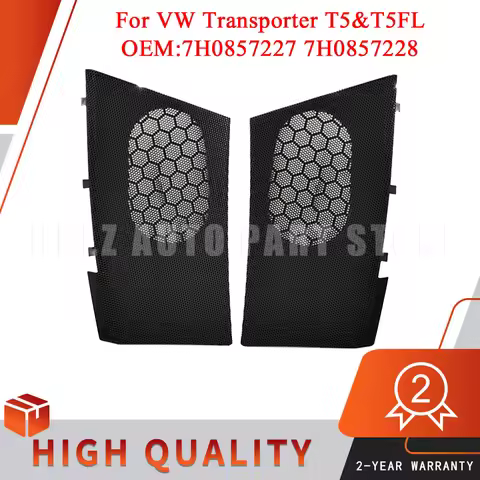 For VW T5 T5FL Dashboard Speaker Covers - Cracked Cover Replacement Set in Black ABS Plastic Left & 