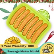 6 Grids Silicone Sausage Maker Mould DIY Ham Hot Dog Making Moulds With Lid Baking Tool Mold