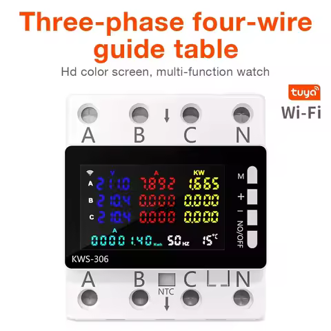 85-290V WiFi Power Meter KWS-306WF Digital Energy Tester Current Voltage Protector Relay Switch Colo