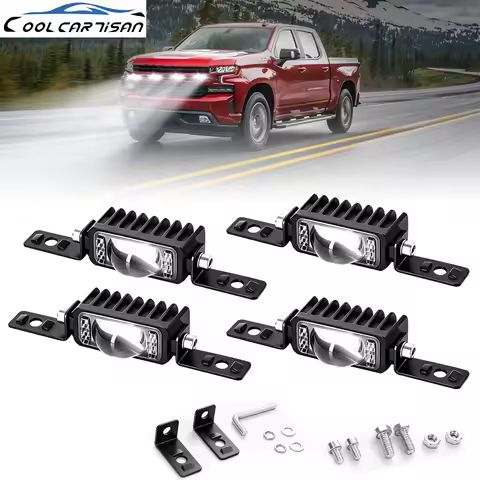 2/4 LED Motorcyle Car Grille Spotlight Projector Len Light Driving Light, Truck Off-road Vehicle Hig