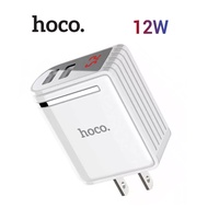 Củ sạc nhanh 12W Hoco C39 màn hình Led chân dẹt 2 cổng USB chất liệu PC