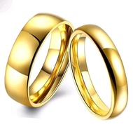 Free Box - Cincin Couple Titanium Gold Emas Polos Simpel Pria Wanita