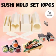 Sushi Mold Set 10pcs Full Set Sushi Maker Sushi Mould Sushi Tools Sushi Roller DIY Sushi Maker