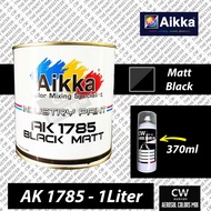 AIKKA Black Matt AK1785 1Litre  Matt Black / Hitam Mati  Flat Black Cat Undercoat Hitam Primer 哑光 黑色