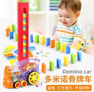 Domino Train Domino Blocks Set Electric Vehicle Toy Building and Stacking Toy Blocks Domino Set for 