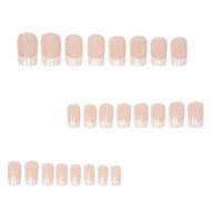 White French Gradient Wearable Nails Nails Simple Short White Fake Nails Wearable Nails Nails